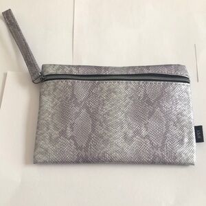 Silver Snakeskin Clutch